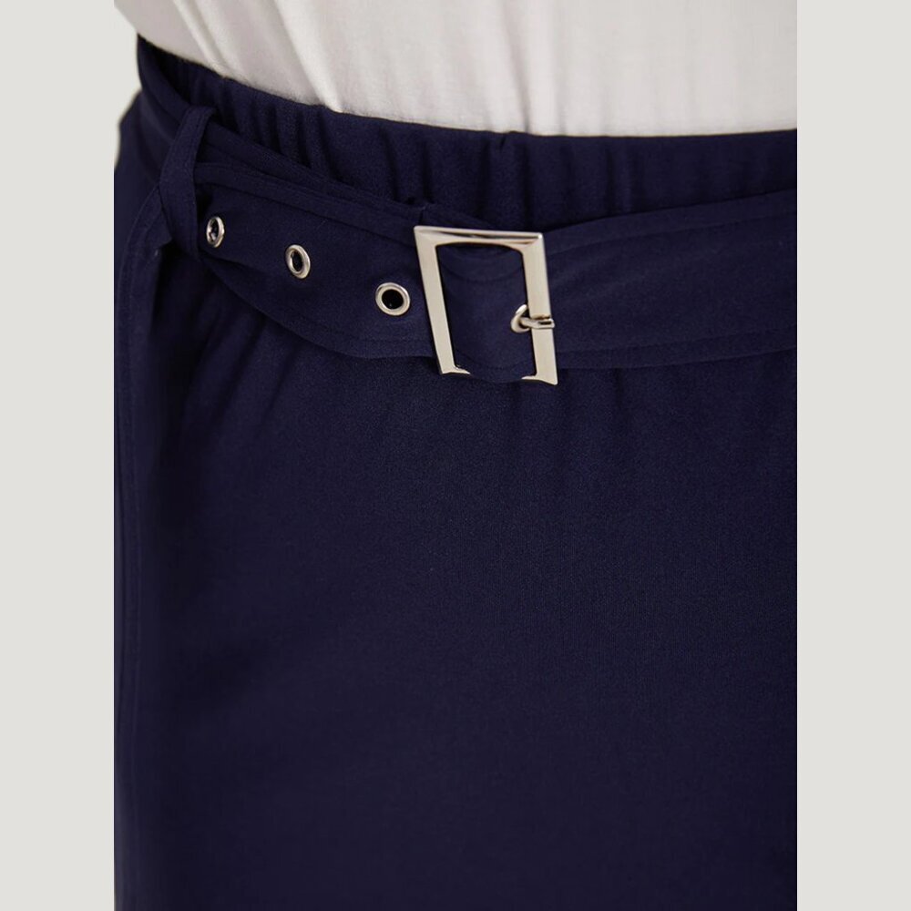 BloomChic Blue Plain Belted Split Hem Skinny Skirt - Picture 6 of 7